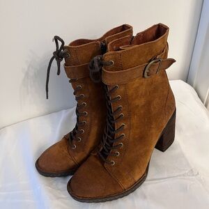 Born Tan Suede Lace-Up Boots